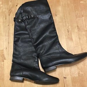 COACH ‘Benita’ 100% Genuine Leather Black Knee High Low Heel Riding Boots Sz 10B